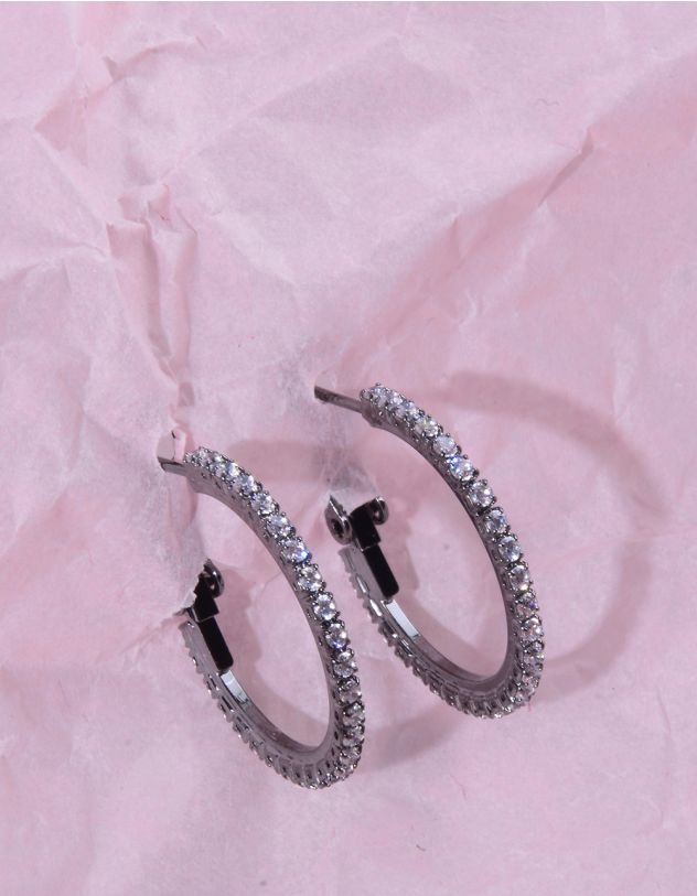 Сережки кільця декоровані стразами | 265345-10-XX - A-SHOP