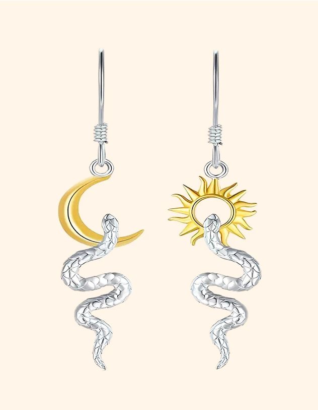 Сережки у вигляді змії з сонцем та півмісяцем | 264098-05-XX - A-SHOP