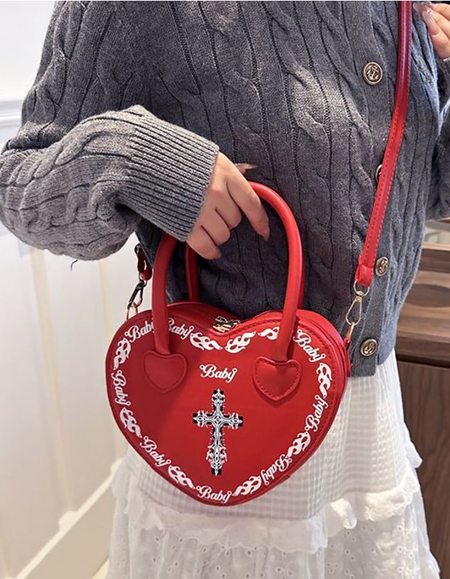 Сумка на плече у вигляді серця з хрестом | 265098-15-XX - A-SHOP