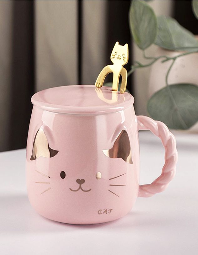 Чашка з ложкою у вигляді кота | 264256-14-XX - A-SHOP