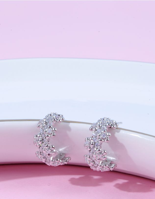 Сережки півкільця з ромашками | 264478-05-XX - A-SHOP