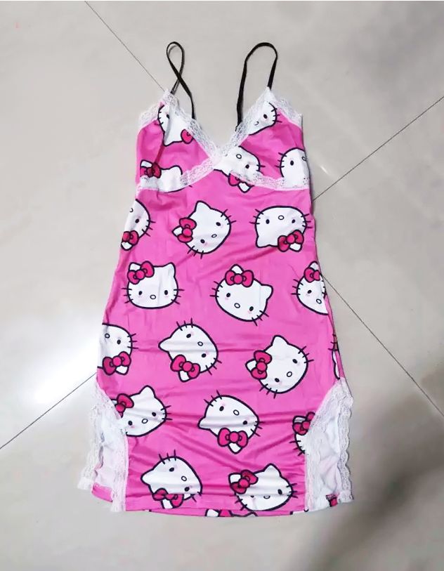 Сорочка нічна з принтом Кітті та мереживом | 266461-14-03 - A-SHOP