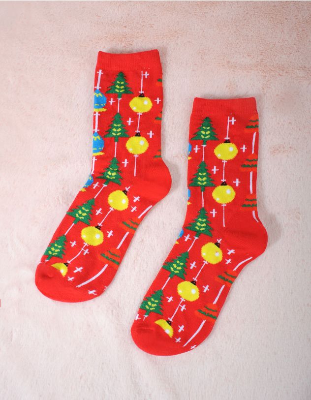 Шкарпетки з новорічним принтом | 255920-19-71 - A-SHOP