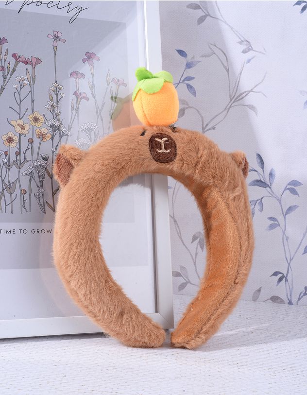 Обідок для волосся хутряний у вигляді капібари | 261412 - A-SHOP