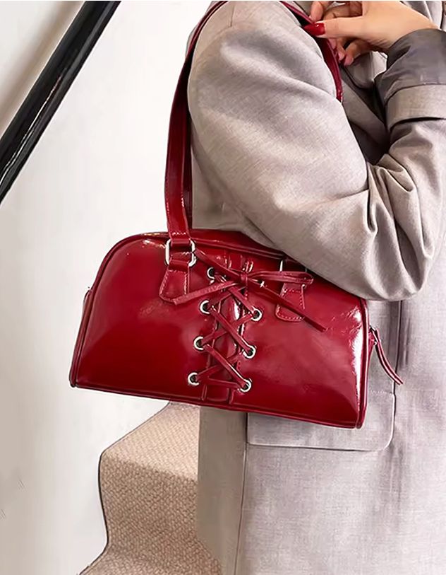 Сумка на плече зі шнурівкою та бантом | 264242-15-XX - A-SHOP