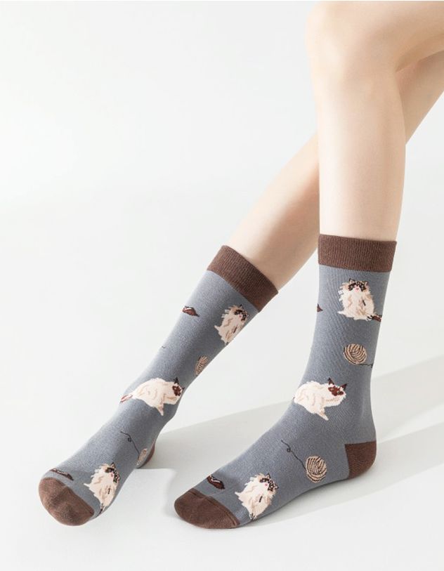 Шкарпетки з принтом котика | 264745-28-XX - A-SHOP