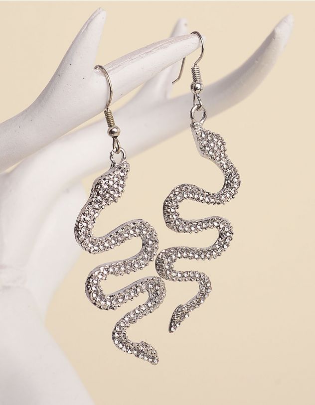 Сережки довгі у вигляді змій декоровані стразами | 252692-06-XX - A-SHOP