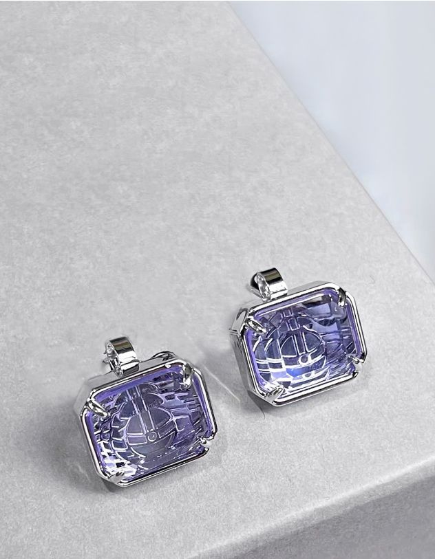 Сережки пусети  з кристалом | 262968-63-XX - A-SHOP