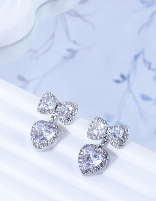 Сережки у вигляді серця з бантом | 263331-05-XX - A-SHOP