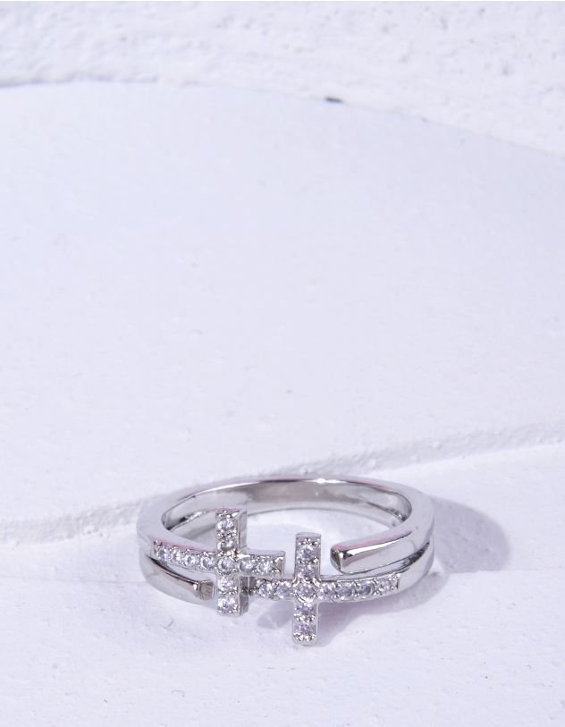 Кільце з хрестами у стразах | 266720-05-37 - A-SHOP