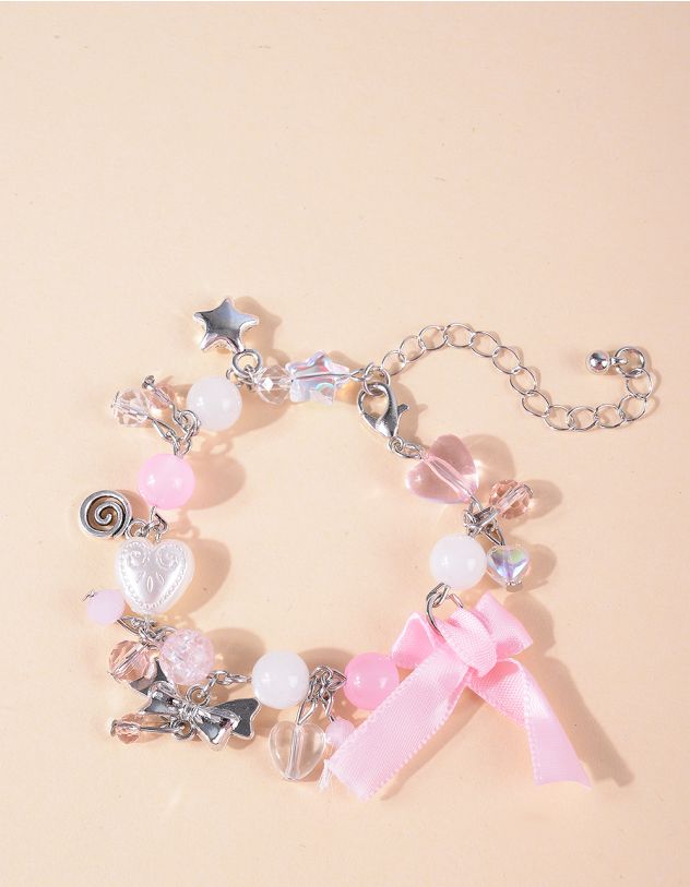 Браслет на руку з серцем та бантом з перлинами | 266846-14-XX - A-SHOP