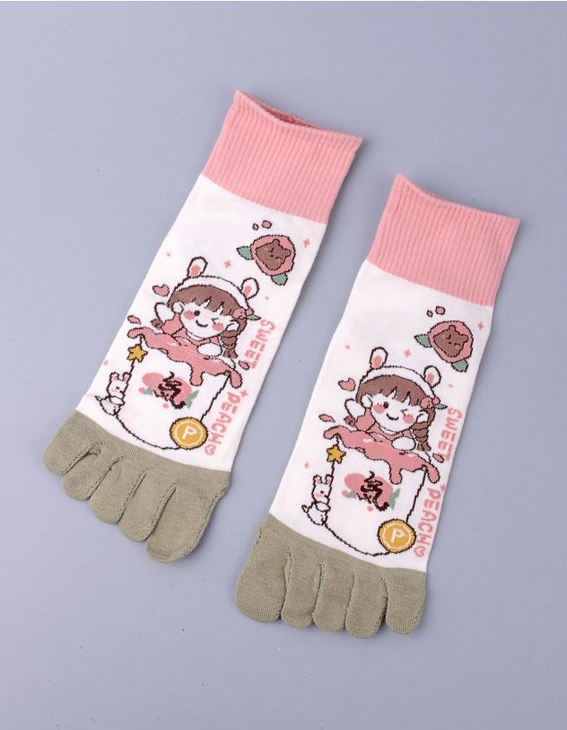 Шкарпетки з розділеними пальцями та молодіжним принтом | 255983-20-XX - A-SHOP