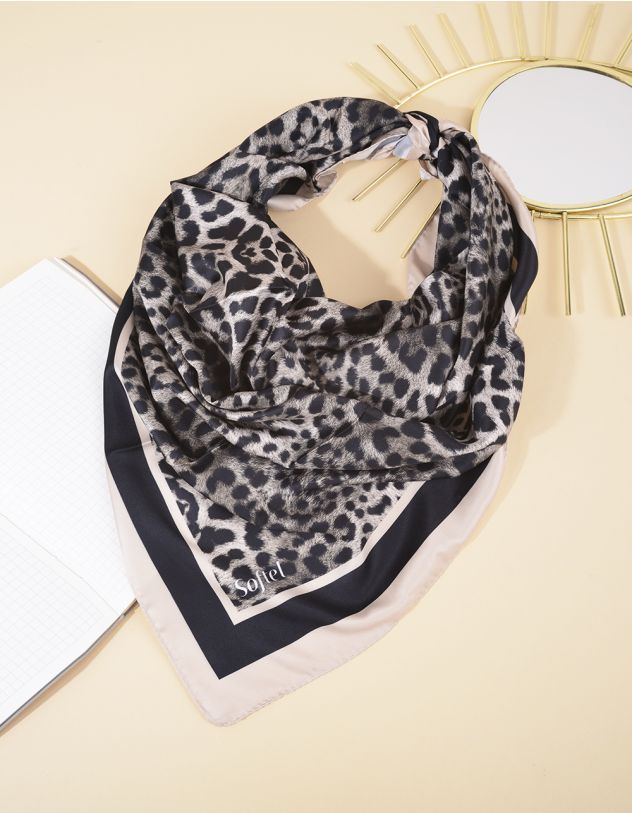 Хустка на шию з леопардовим принтом | 265092-28-XX - A-SHOP