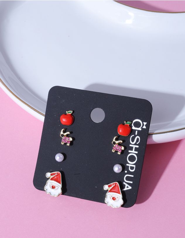 Сережки пусети у наборі  у вигляді різдвяного персонажа | 261789-15-XX - A-SHOP