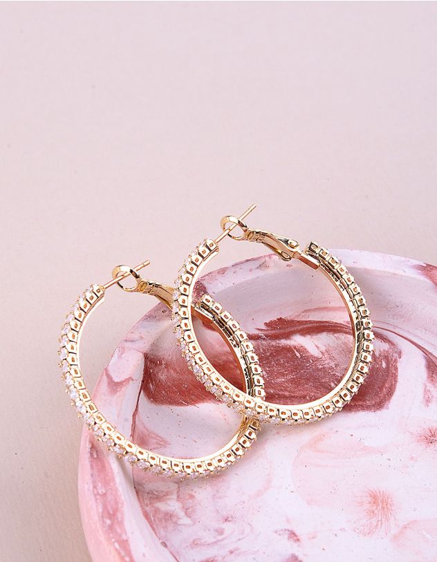 Сережки кільця декоровані стразами | 258028-08-XX - A-SHOP