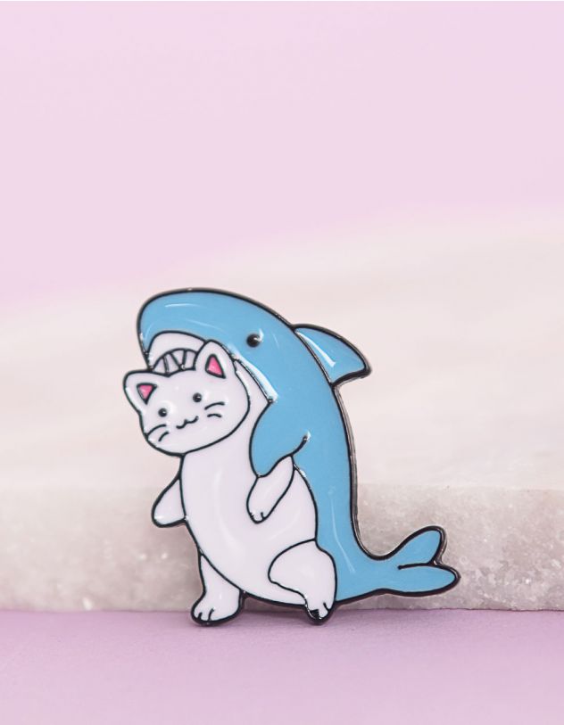 Брошка у вигляді кота у костюмі акули | 252711-18-XX - A-SHOP