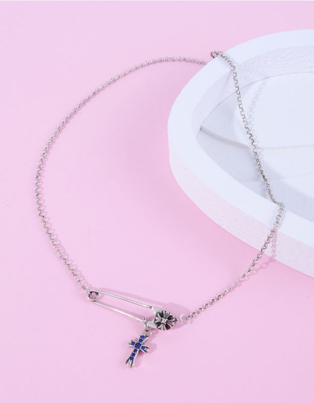 Підвіска на шию з кулоном у вигляді хреста та булавки | 264077-05-XX - A-SHOP