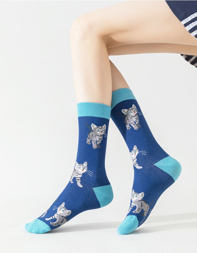 Шкарпетки з принтом котика | 264745-13-XX - A-SHOP