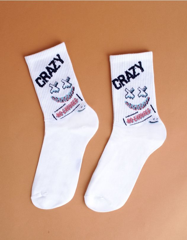 Шкарпетки з написом CRAZY та смайликом | 255743-01-XX - A-SHOP