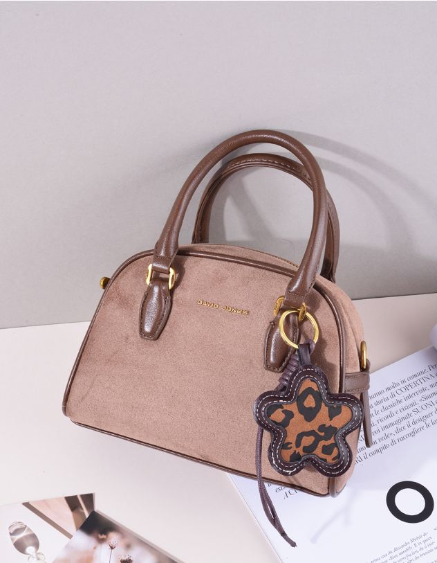 Сумка на плече з брелоком у вигляді квітки з леопардовим принтом | 265547-12-XX - A-SHOP