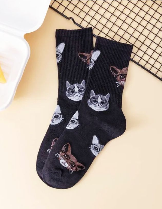 Шкарпетки з принтом котика | 264772-02-XX - A-SHOP