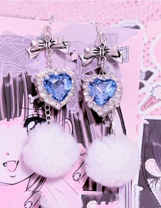Сережки довгі у вигляді банта з серцем | 264053-64-XX - A-SHOP