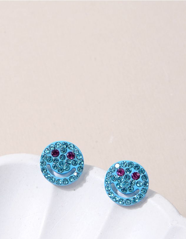 Сережки пусети  у вигляді смайликів у стразах | 254173-18-XX - A-SHOP