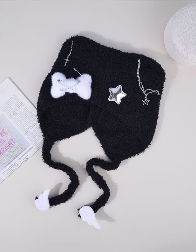 Шапка вушанка з ланцюжками на вушках та булавками | 264240-02-XX - A-SHOP