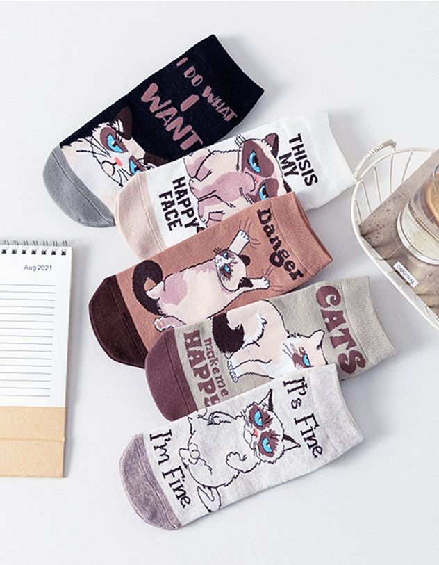 Шкарпетки з принтом котика | 264778-02-XX - A-SHOP