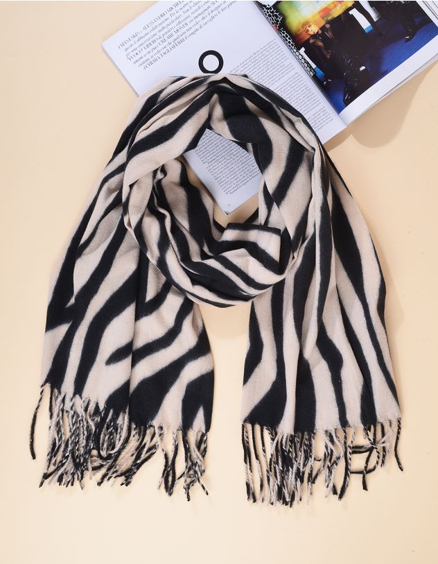 Палантин на шию з принтом зебри | 265382-22-XX - A-SHOP