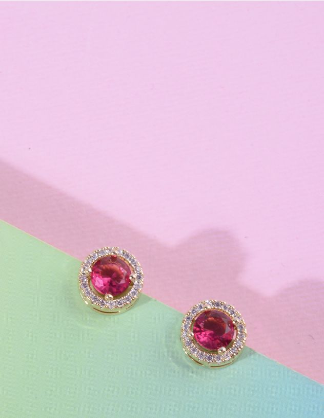 Сережки пусети з кристалом | 264277-55-XX - A-SHOP