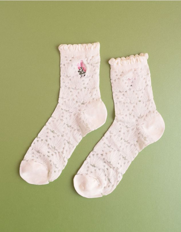Шкарпетки перфоровані з зображенням квітки | 253579-22-XX - A-SHOP