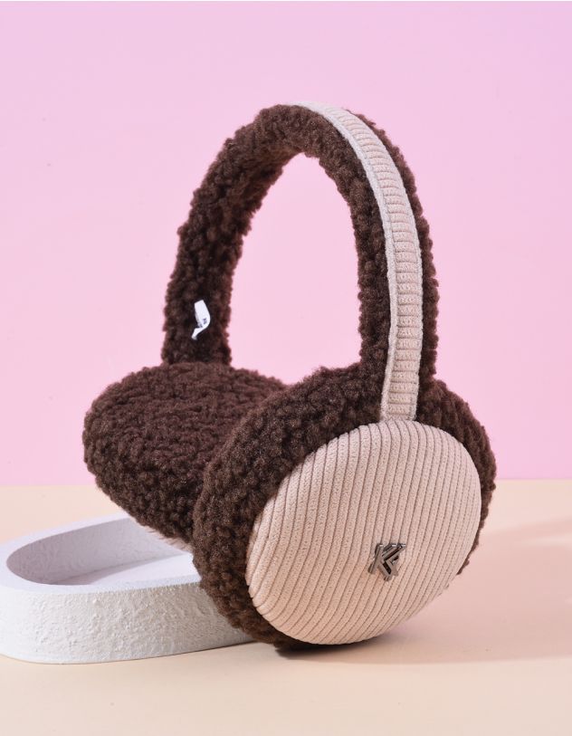 Навушники хутряні зі вставкою із вельвету | 258103-78-XX - A-SHOP