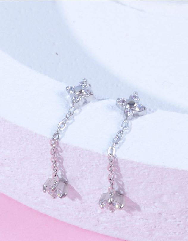 Сережки з кристалом на ланцюжку | 264442-05-XX - A-SHOP