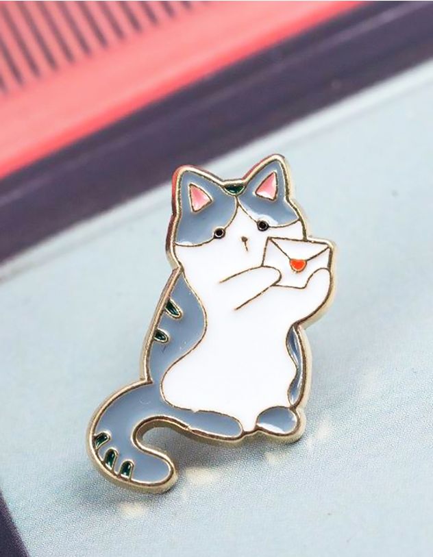 Брошка у вигляді котика з листом | 265972-11-XX - A-SHOP