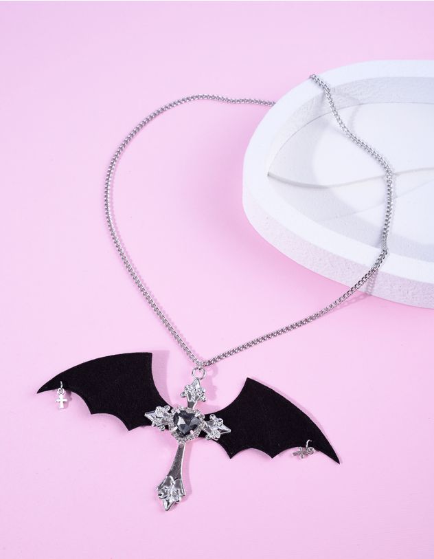 Підвіска на шию з хрестом із крилами кажана | 264602-07-XX - A-SHOP