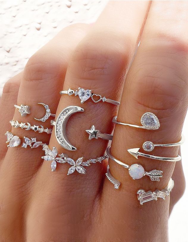 Кільця у наборі з півмісяцем та серцем | 265598-05-XX - A-SHOP