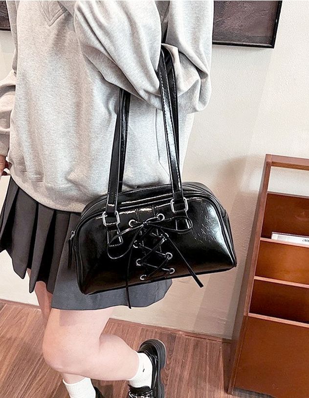 Сумка на плече зі шнурівкою та бантом | 264242-02-XX - A-SHOP