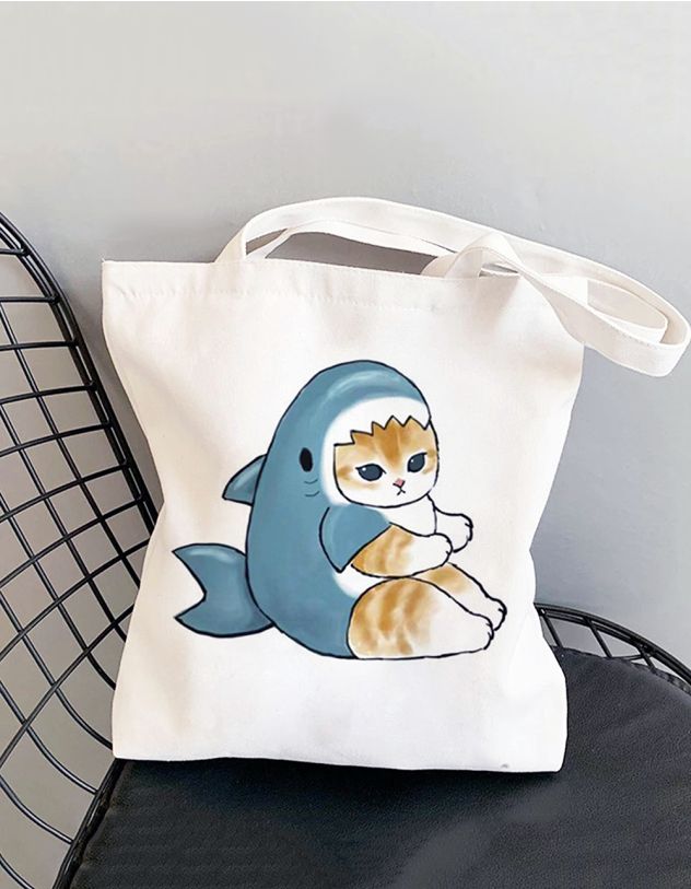 Сумка шопер з принтом котика | 264625-25-XX - A-SHOP