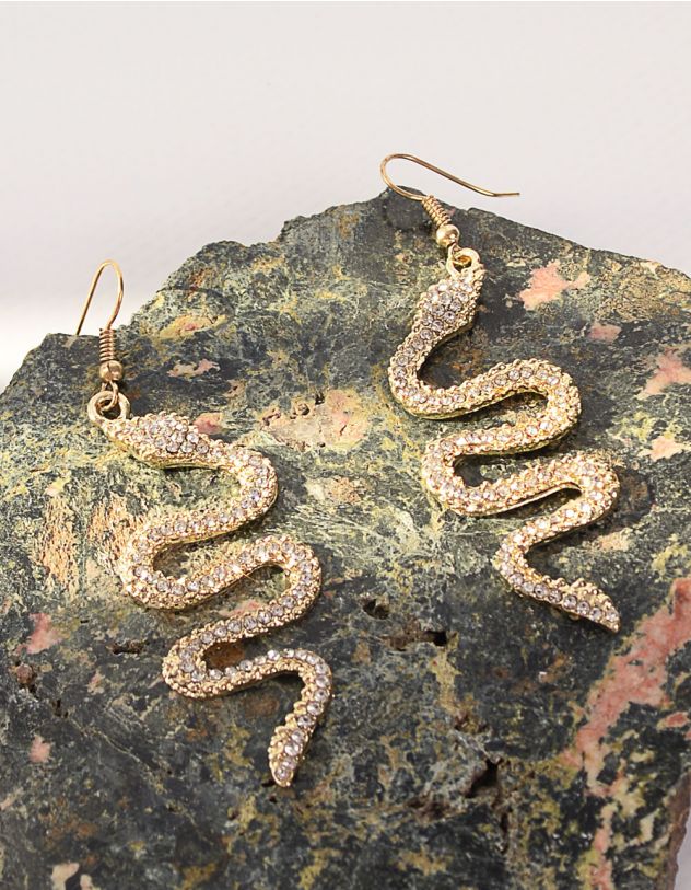 Сережки довгі у вигляді змій декоровані стразами | 252692-08-XX - A-SHOP