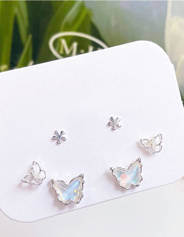 Сережки пусети у вигляді метелика та ромашки | 261707-64-XX - A-SHOP