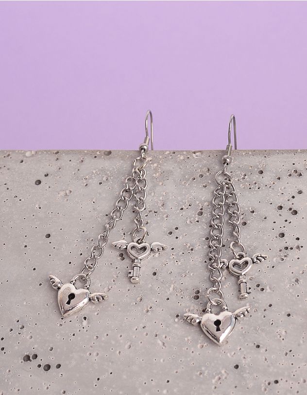 Сережки довгі із ланцюжків з серцями | 252569-05-XX - A-SHOP