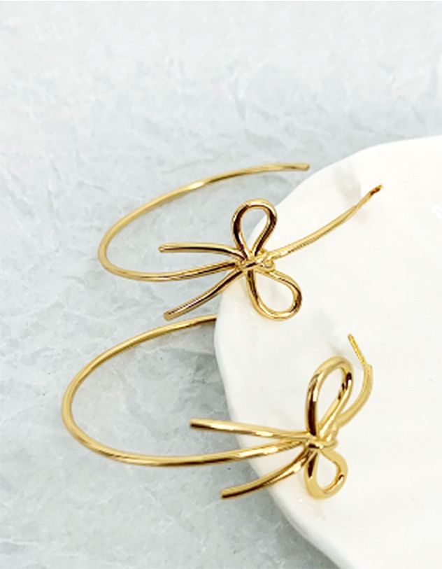 Сережки кільця з бантами | 263867-04-XX - A-SHOP