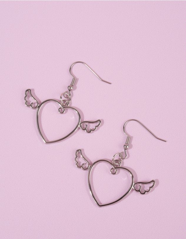 Сережки подовжені у вигляді серця з крилами | 259147-05-XX - A-SHOP