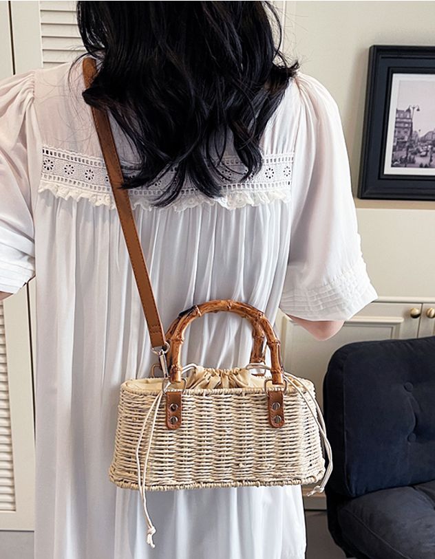 Сумка через плече зі штучної соломи з кісетом | 265097-40-XX - A-SHOP