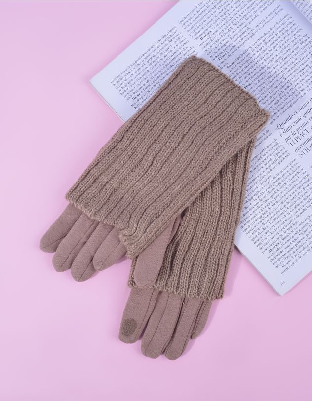 Рукавички з мітенками у рубчик | 265569-39-XX - A-SHOP