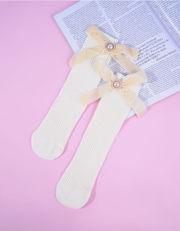 Шкарпетки з перлиною на банті | 264979-40-XX - A-SHOP