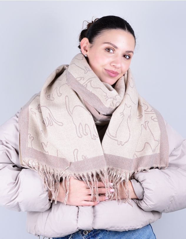 Палантин з зображенням котиків | 264402-39-XX - A-SHOP