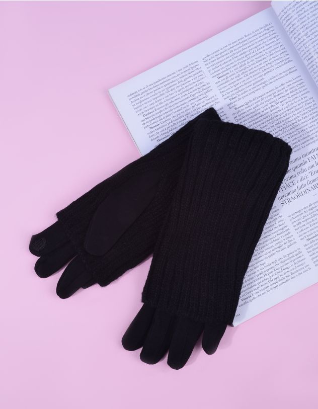 Рукавички з мітенками у рубчик | 265569-02-XX - A-SHOP