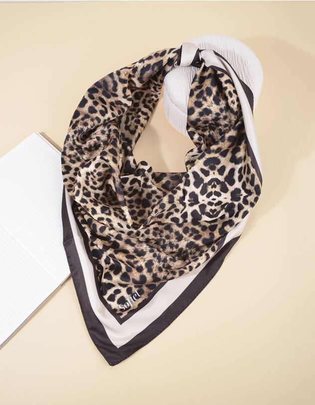 Хустка на шию з леопардовим принтом | 265092-33-XX - A-SHOP